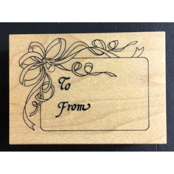 Vintage PSX Rubber Stamp "To/From" Gift Tag Design 1989 Made In USA Wood Mount - Picture 1 of 3